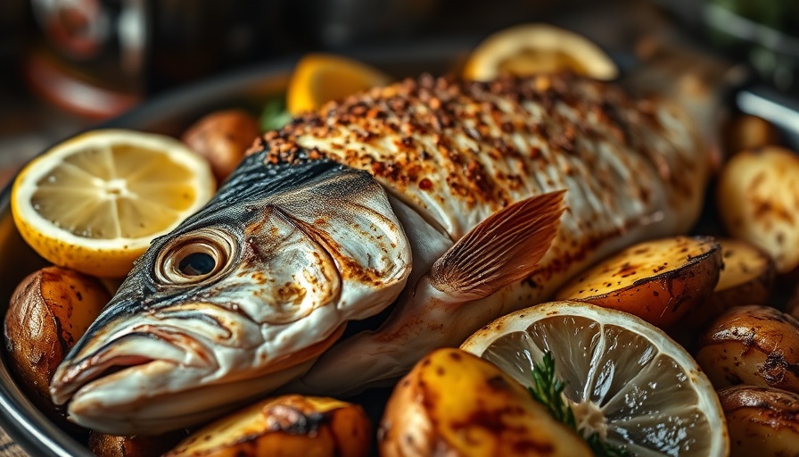 Salt-baked fish with crispy skin, avoid eating fish skin from dish.