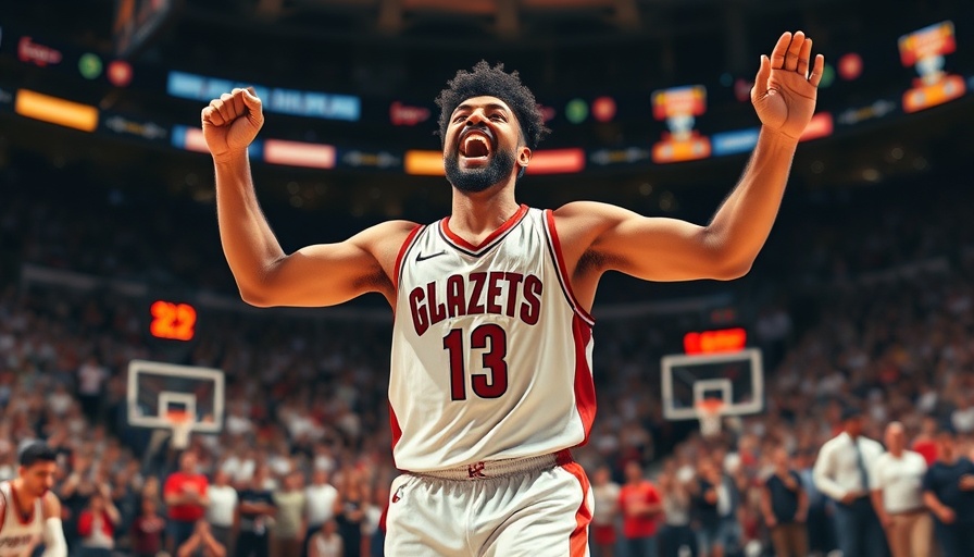 Basketball player celebrates victory as AI sports betting trend rises.