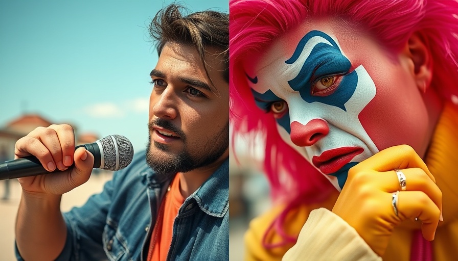 Druski's Whiteface Skit discussion split image, contrasting expressions.