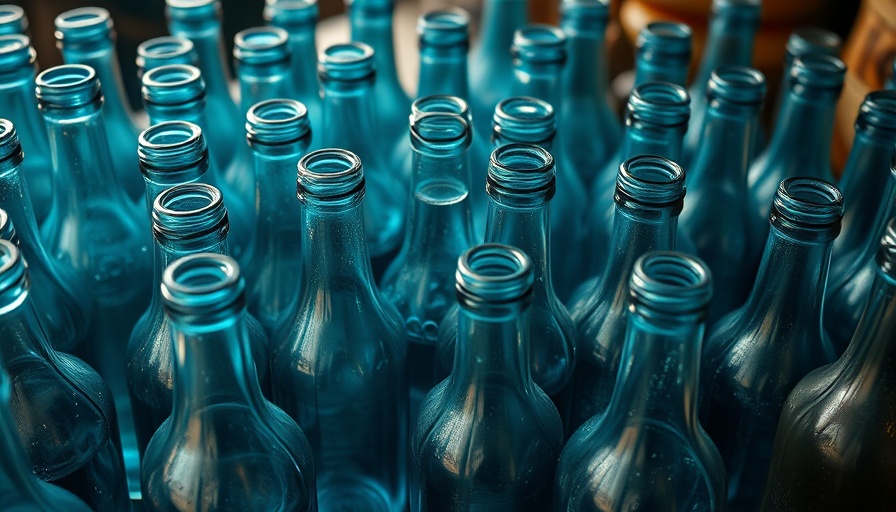 Close-up of vintage blue glass bottles evoking historical elegance.