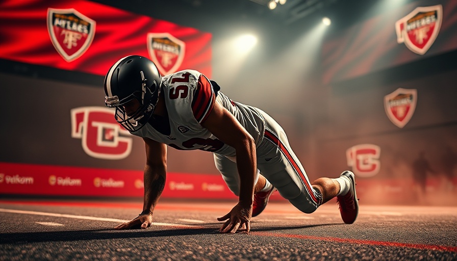 Atlanta Falcons football player in action on vibrant background.