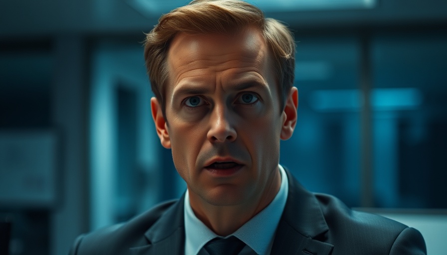 Man discussing seriously in an office setting.