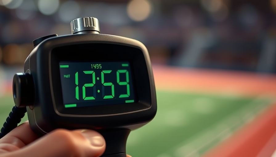 AI sports betting concept with sports radar gun close-up.