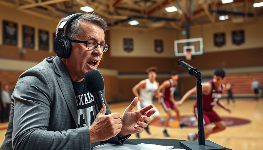 Texas A&M recruit guard commits, featuring broadcaster and basketball training scene.
