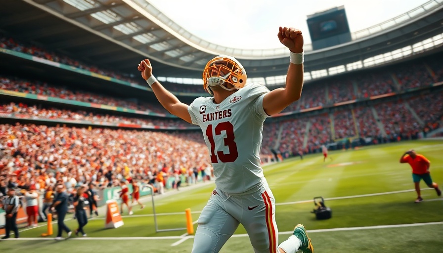 AI sports betting in football with touchdown celebration.