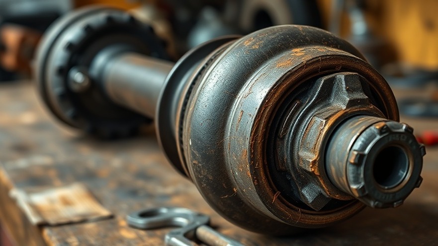 Close-up of a worn CV axle during a car safety check for DIY maintenance.