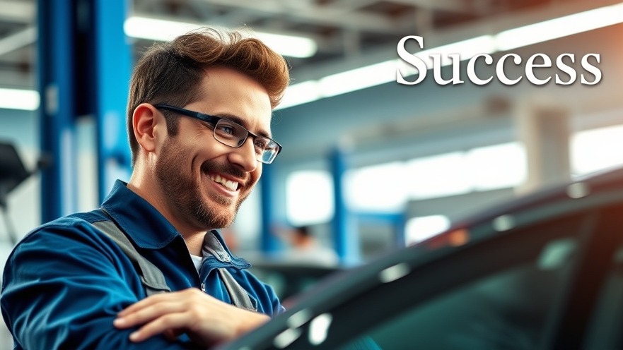 Happy car mechanic and satisfied customer showcasing effective marketing strategies in auto shop.