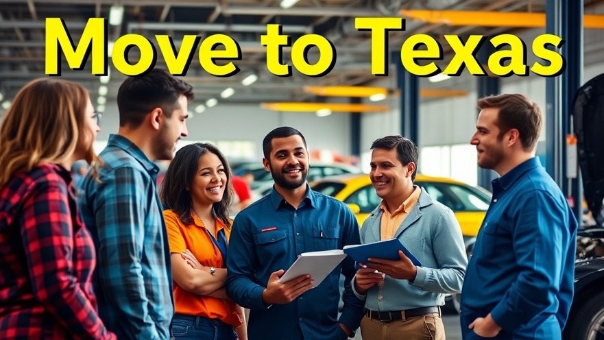 Auto repair professionals in Texas discussing trends in a vibrant garage.