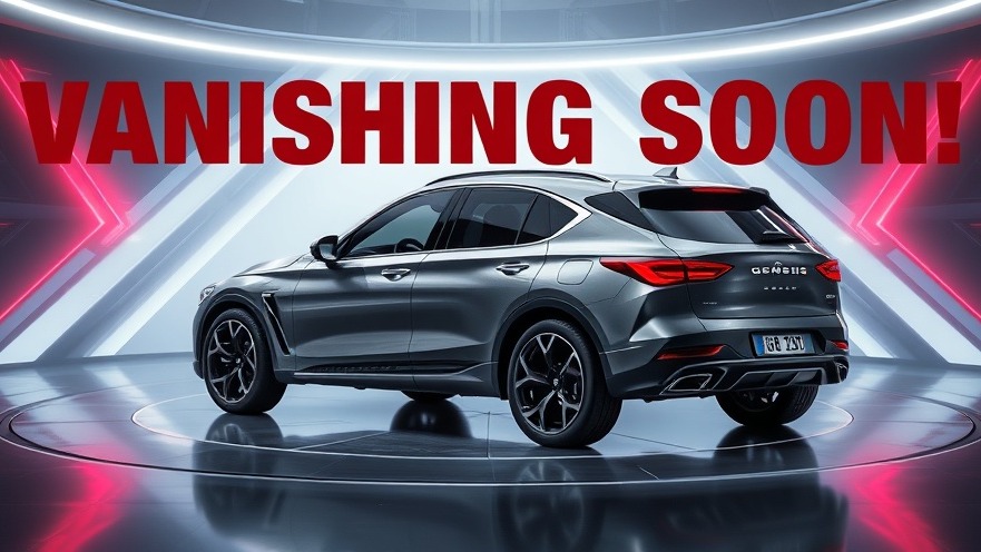 Dynamic gray Genesis SUV with 'Vanishing Soon' warning, highlighting struggling car brands.