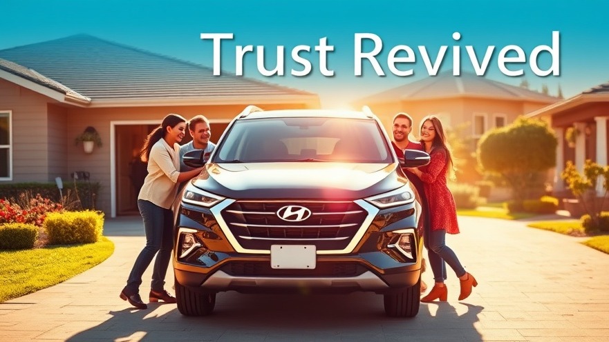 Joyful family with new Hyundai SUV in sunlit driveway, showcasing car reliability.