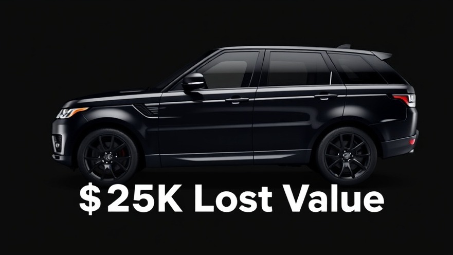 Sleek black Range Rover Sport SUV showcasing '$25K Lost Value' illustrating SUV depreciation.