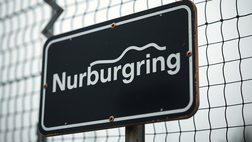Close-up of Nürburgring sign highlighting track outline for fastest car record.