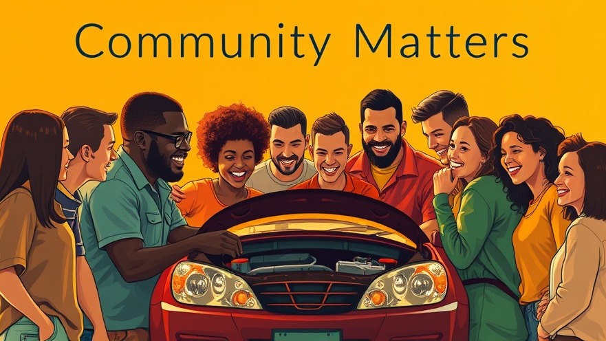 Heartfelt community connection showing trust and teamwork around a mechanic.