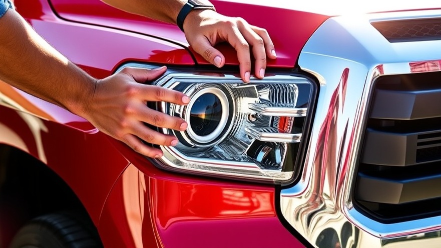 DIY auto repairs: close-up of changing foggy headlights on a Toyota Tundra.