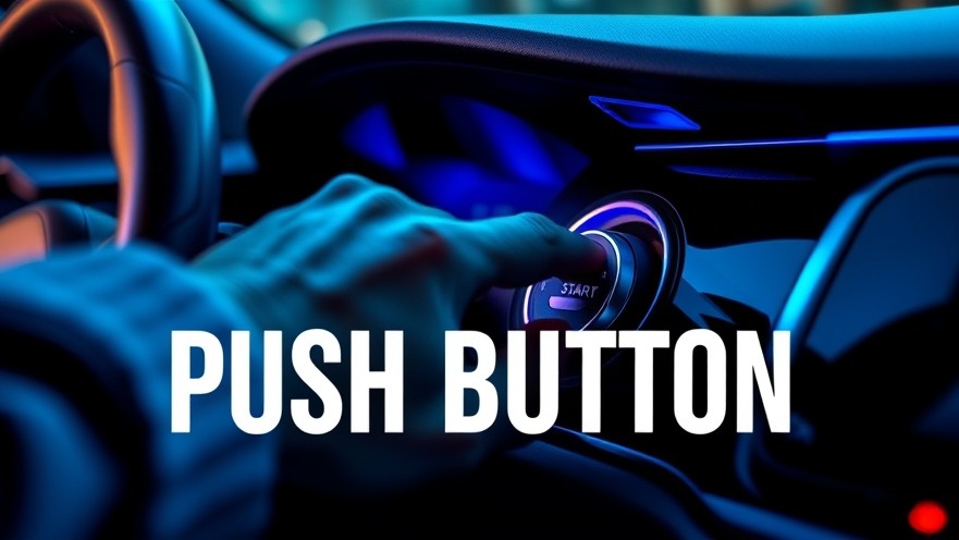 Driver's hand reaching for push start button in a modern car dashboard, highlighting Engine Shut Off Safety.