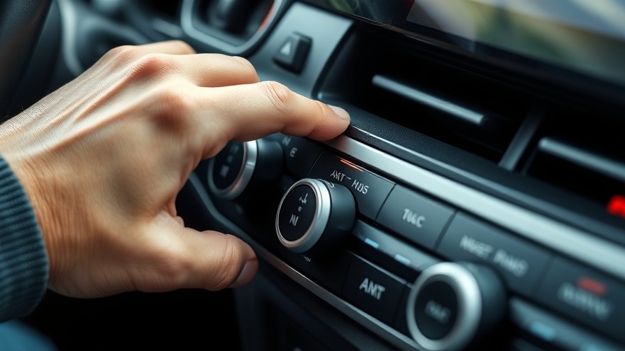 Close-up of car AC controls adjusting for effective cleaning condenser and maintenance tips.