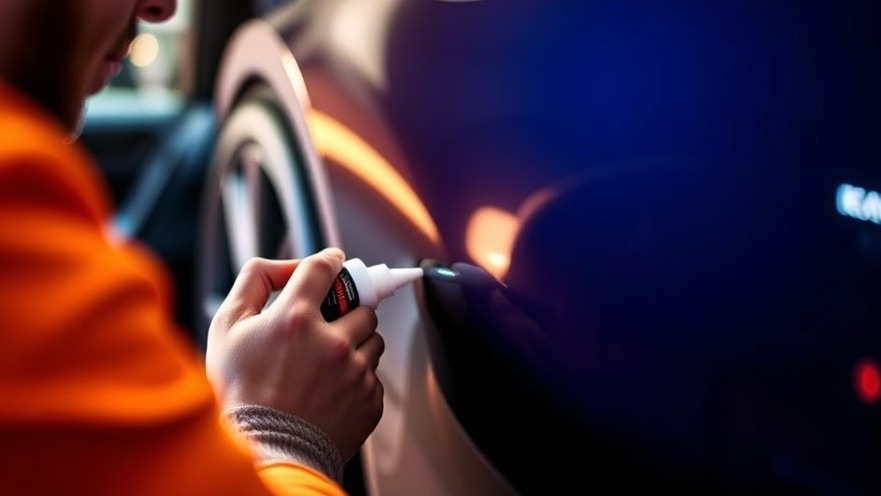 Person applying tire trim gel for car maintenance tips, shining car trim.
