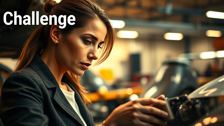 Businesswoman facing challenges of business ownership in automotive repair.