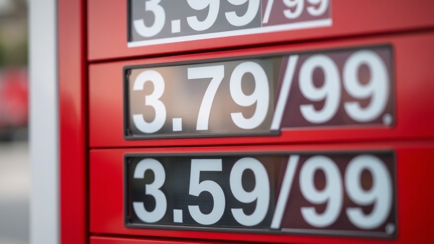 Gas price trends shown on a gas station sign displaying prices of $3.99, $3.79, and $3.59.