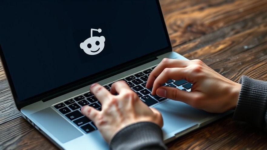 Close-up of hands typing on a laptop with Reddit logo, showcasing Online Reputation Management.
