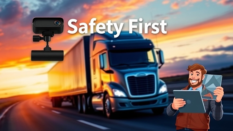 Fleet safety highlighted with a truck featuring integrated telematics and dashcam.