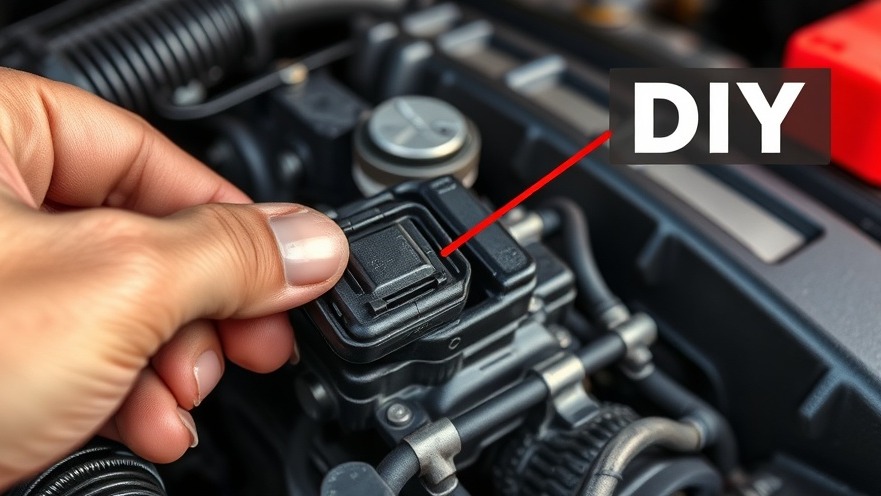 Close-up of a hand inspecting car engine component, highlighting car repair tips.