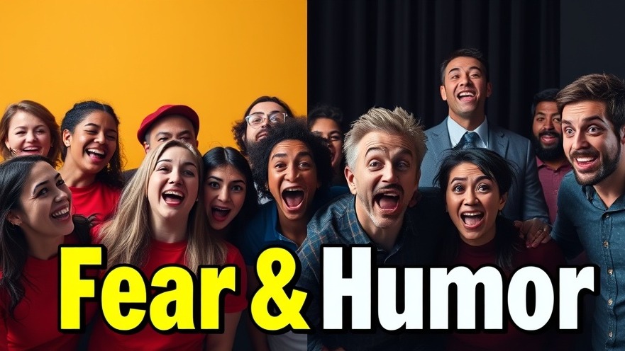 Dynamic scene of diverse people showcasing humor in business with exaggerated fear expressions.