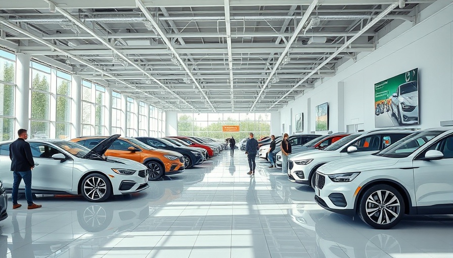 Modern car dealership showroom illustrating US auto sales.