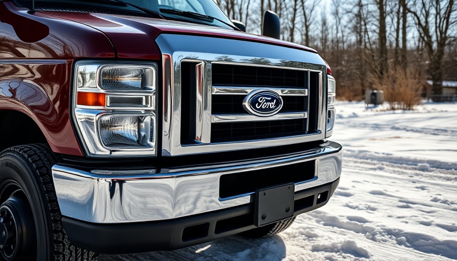 Ford E-350 Super Duty van parked on a snowy road showcasing potential issues.
