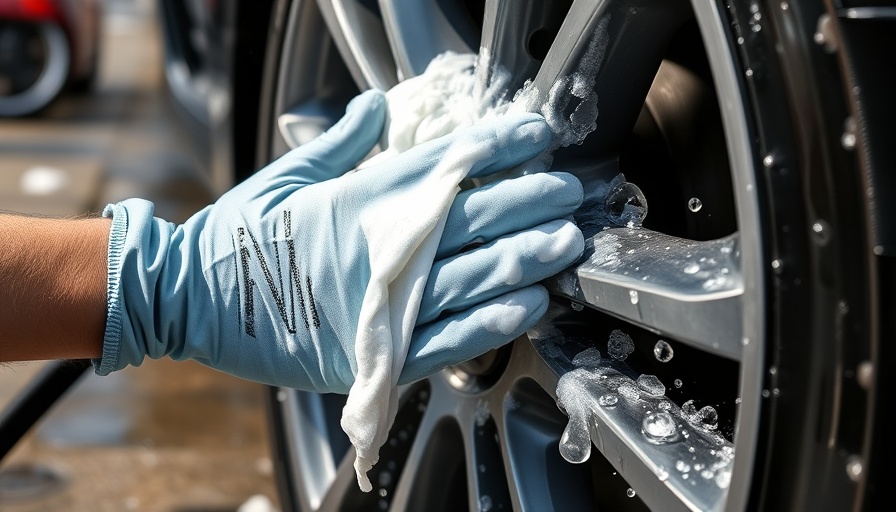 Effectively clean your car wheels with foam and gloves.