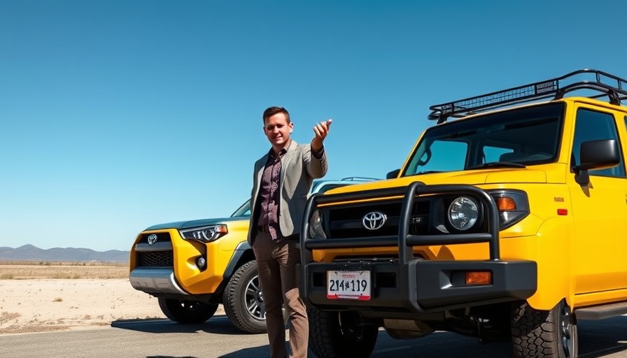 2025 Toyota 4Runner vs Land Cruiser comparison against clear sky.