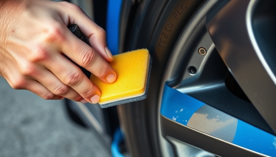 Restoring dull trim using tire shine dressing on a car door.