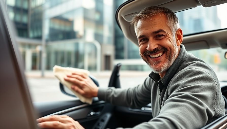 Man cleaning car interior door with tips for shiny leather seats.