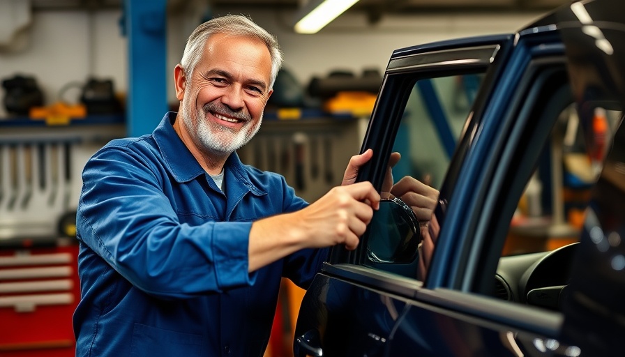 DIY window repair for cars tutorial with mechanic showing open car door.