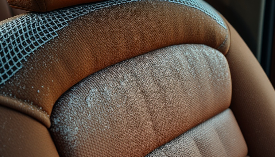 Detailed view of frosted, aged car seat texture.