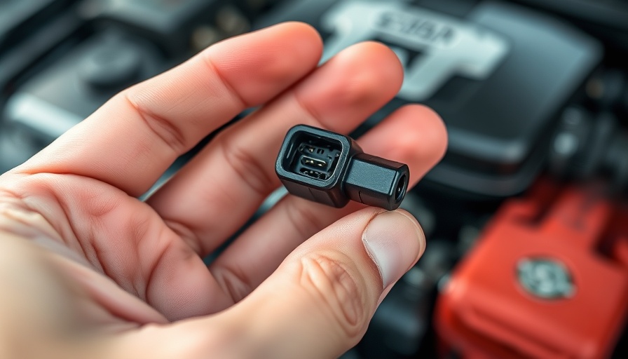 Hand holding sensor near engine with 'ILLEGAL' sign, highlighting illegal car mods.
