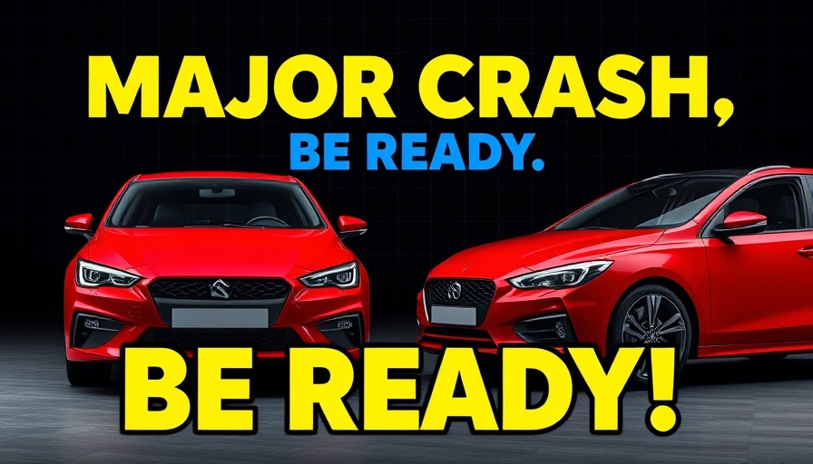 Car Market Crash of 2025 warning with two red cars, urgent text.