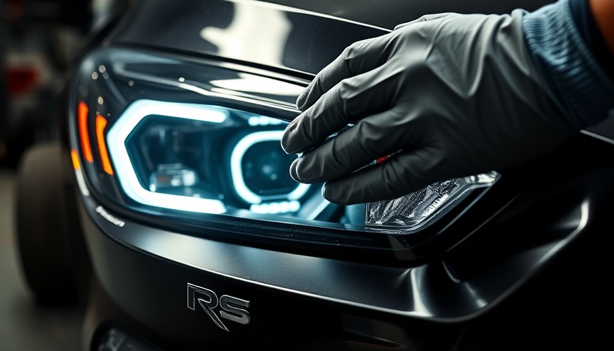 Gloved hands detailing headlight of ultra rare Ford Focus RS500.