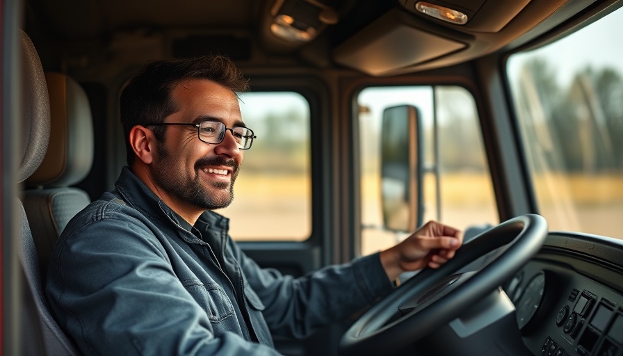Truck driver contently checking route in cab, truck driver compensation and work-life balance.