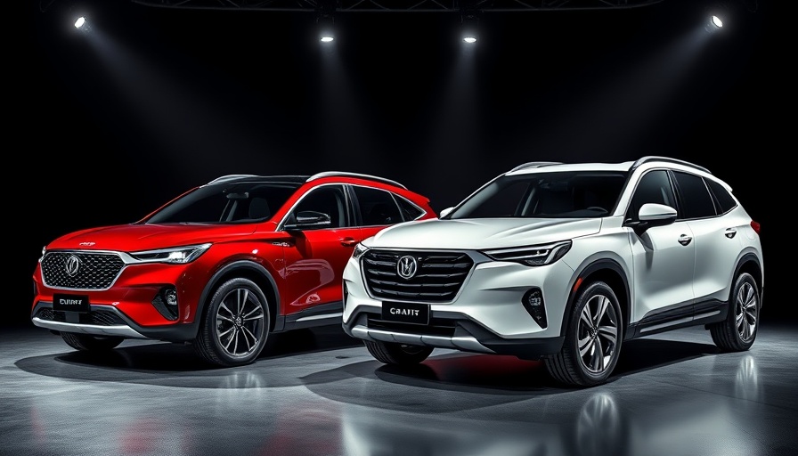 Sleek SUVs from major brands under studio lights, bold designs.