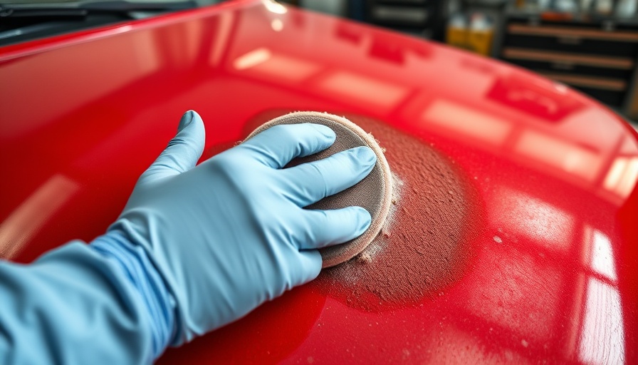 Polishing heavily oxidized paint in a workshop setting.