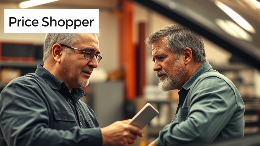 Mechanic engaging with a customer in a bright workshop, showcasing automotive repair expertise.