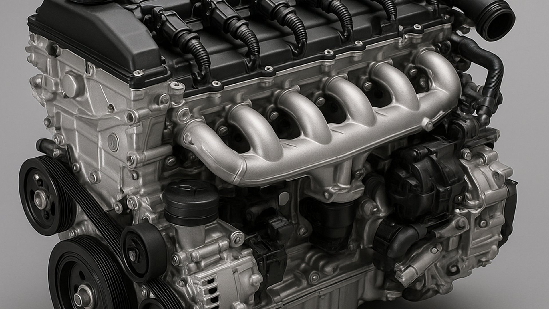 Detailed view of inline-6 cylinder engine, highlighting benefits.