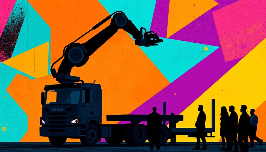 Vibrant abstract of truck and robotic arm, alluding to rising diesel costs.
