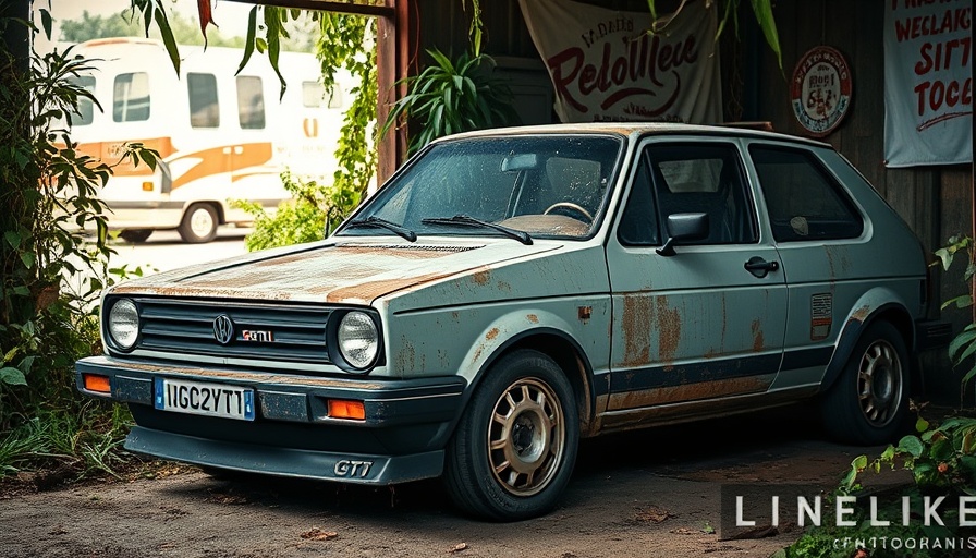 Weathered VW GTI parked after first wash in 10 years.