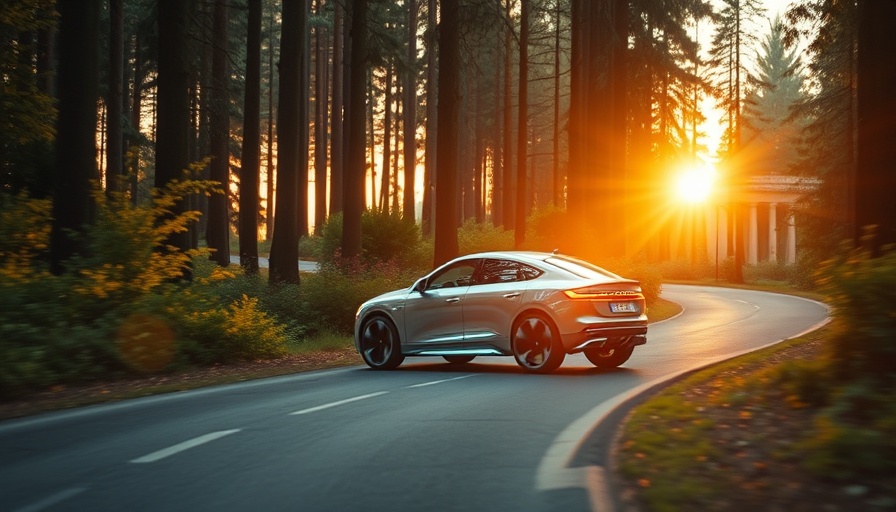 BorgWarner 2025 Sustainability Report featuring a futuristic car in a forest setting.