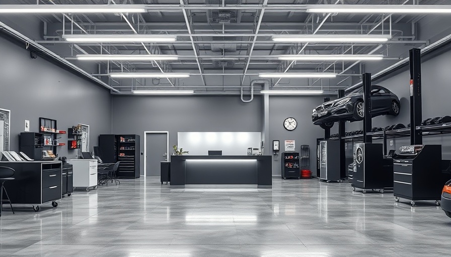Spacious auto repair shop lobby with reception desk, emphasizing transition strategies.