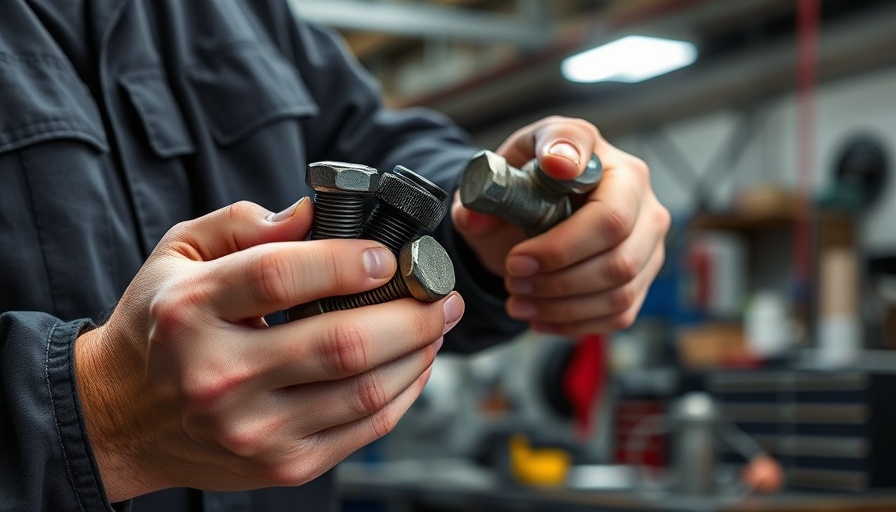 Close-up of bolts for control arm replacement in a workshop.