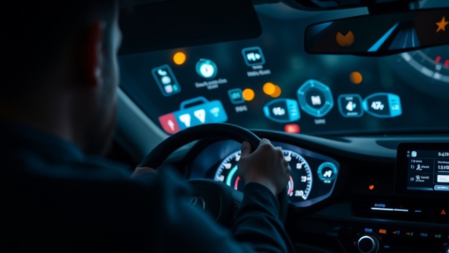 Cinematic view of a modern car dashboard, showcasing technology in repair and auto repair marketing.