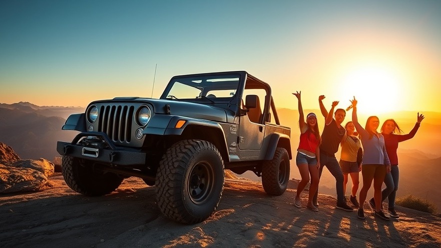 Exploring Jeep durability in a scenic mountain overlook with a classic Wrangler.